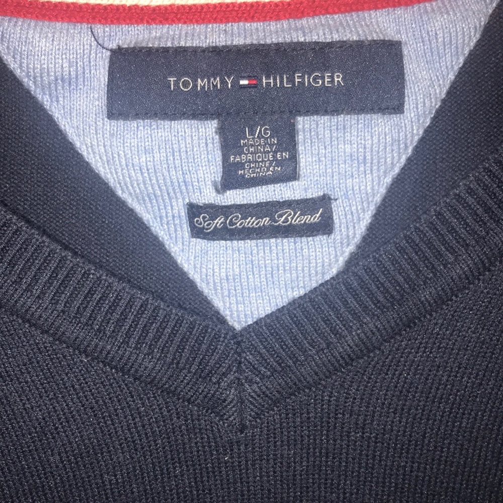 Tommy Hilfiger Navy Mens VNeck Sweater Large